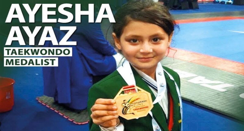 Pakistan’s youngest Taekwondo champion, Ayesha Ayaz, competes at the 4th Qatar International Taekwondo Championship at Lusail Hall.